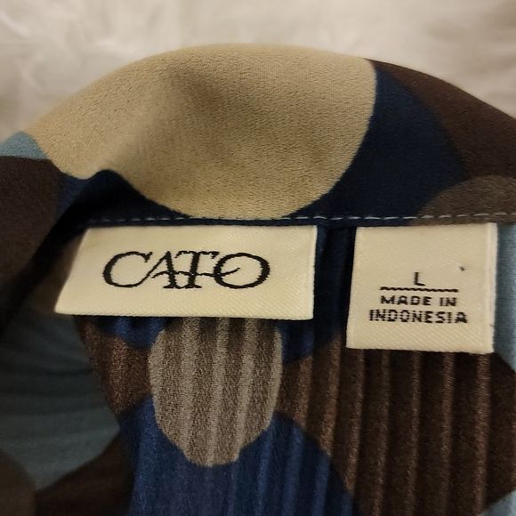 Cato Women's Large Retro Button Up Blouse - Picture 7 of 12